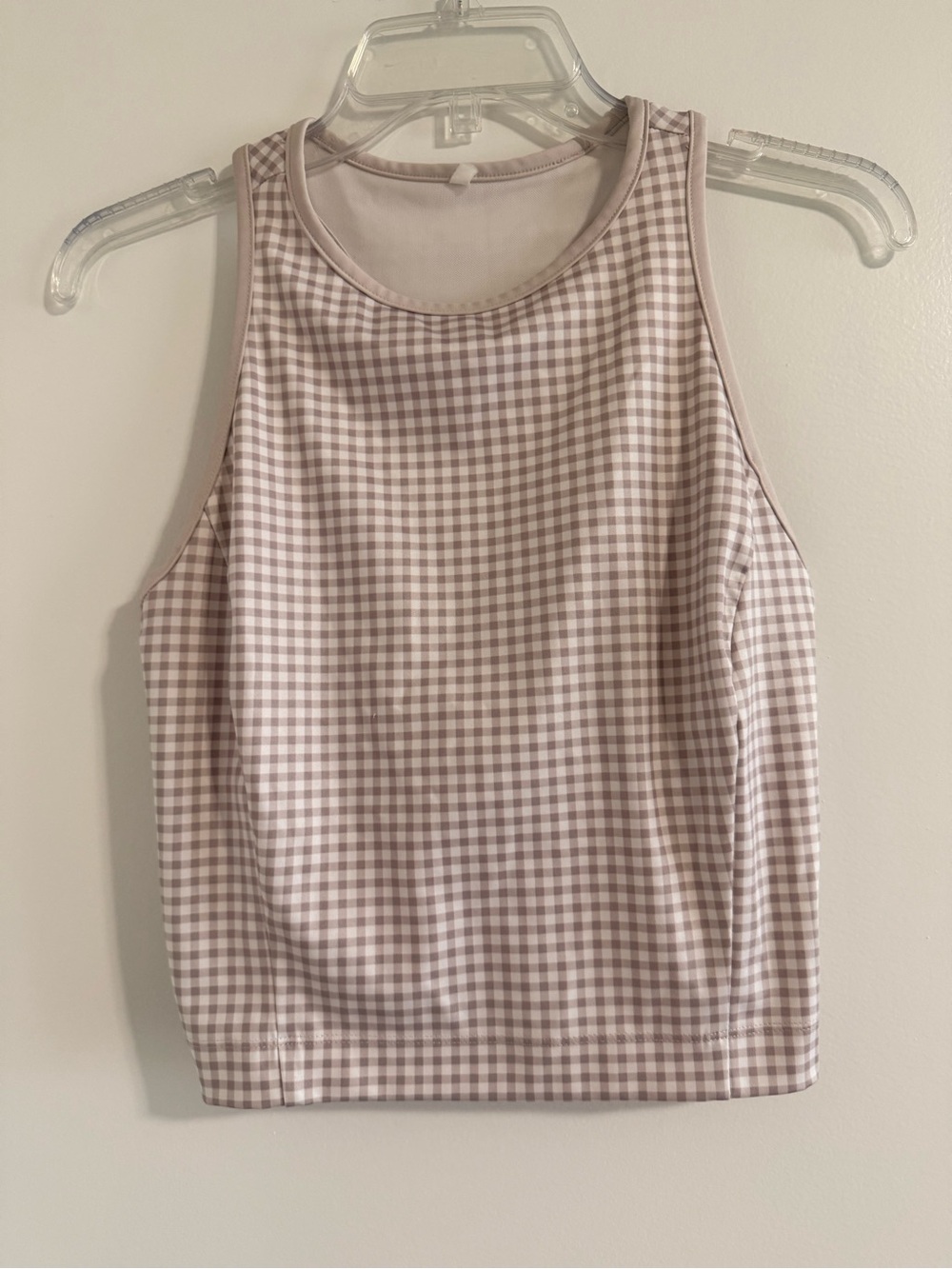 Sleeveless Gingham Tank Top in Light Mauve - Women's Active Top